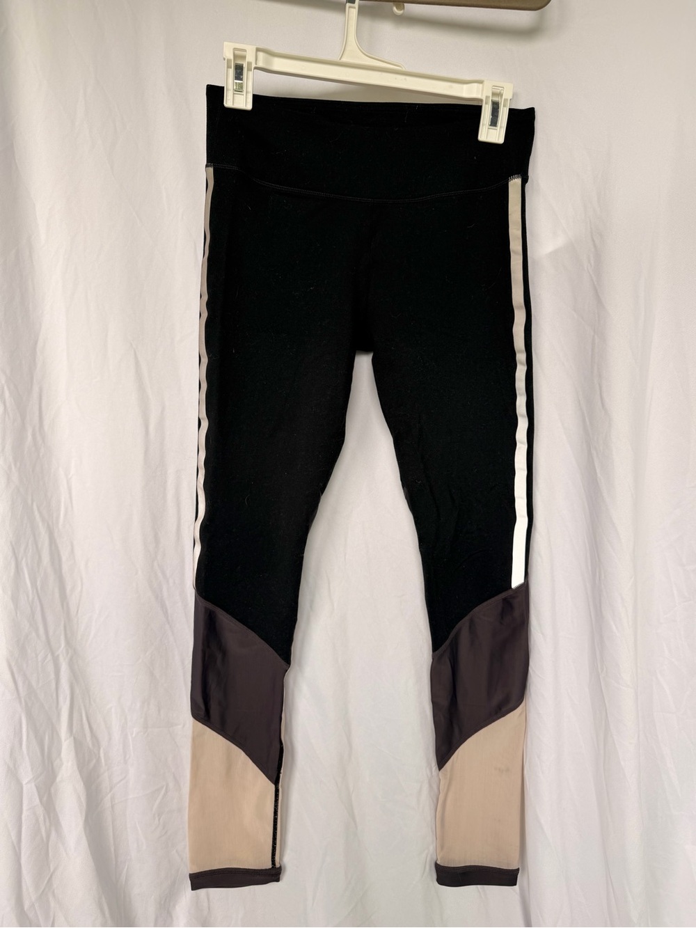Fabletics Black High-Rise Colorblock Leggings with Side Stripe